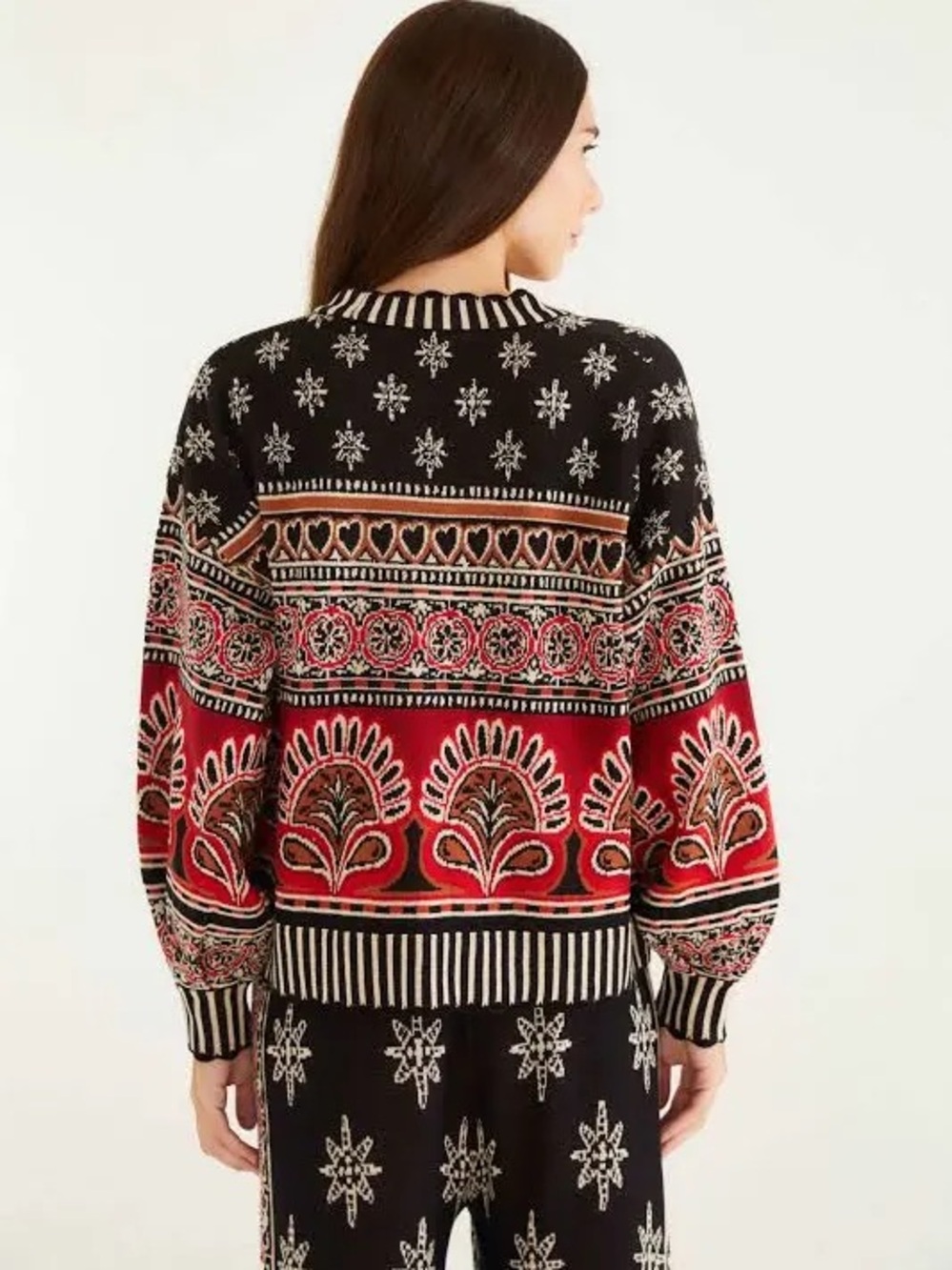 Farm Rio Ainika Love Coconut Groove Knit Cardigan | Black / Red | S | NWT - Picture 4 of 6